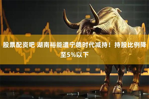 股票配资吧 湖南裕能遭宁德时代减持！持股比例降至5%以下